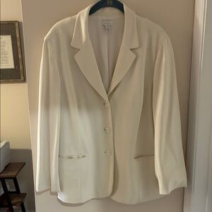 Chico's Cream Single-Button Notch Lapel Blazer